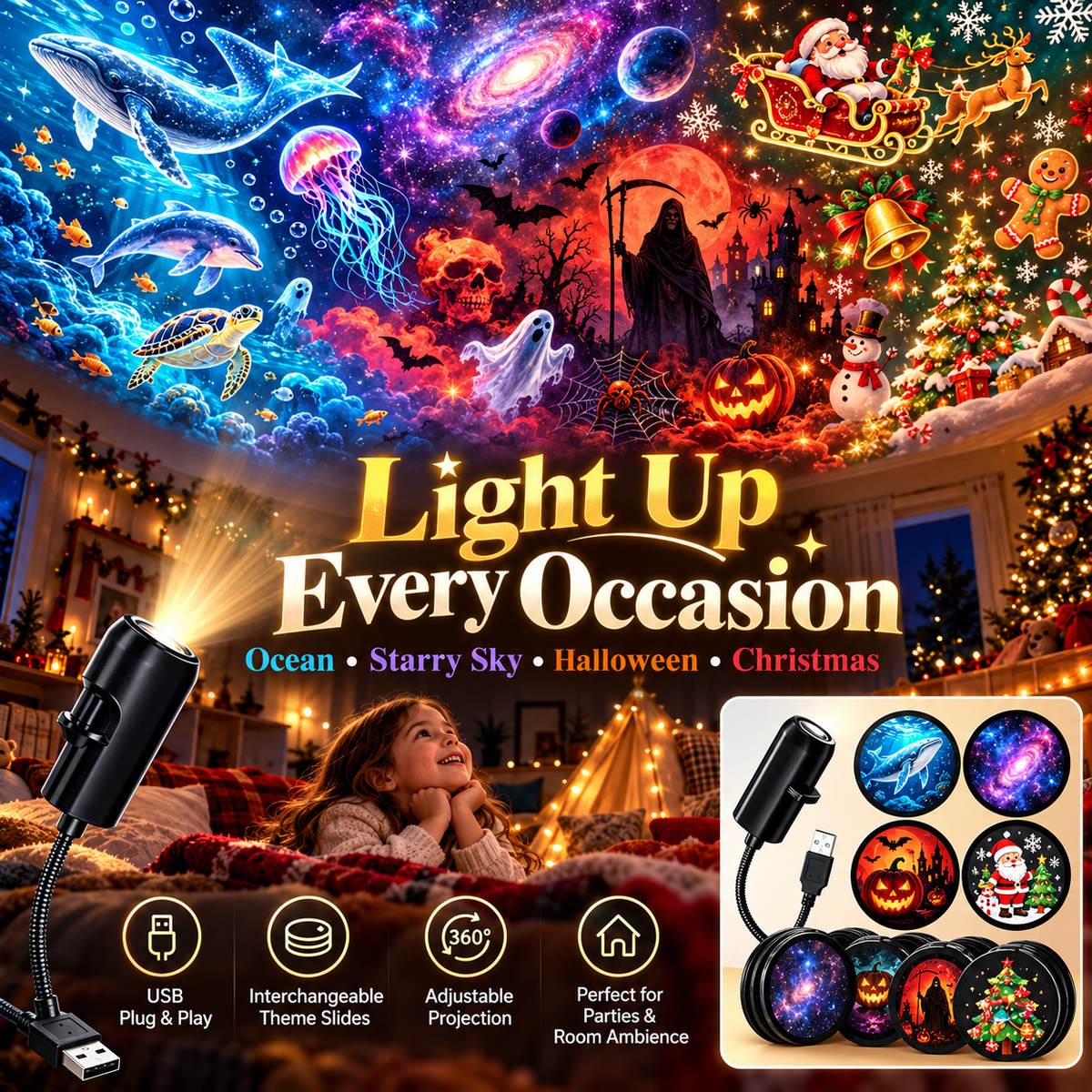Plug‑and‑Play HD Holiday Projector, Multi‑Scene Projection Light for Christmas, Halloween & Faith‑Themed Decor 2026