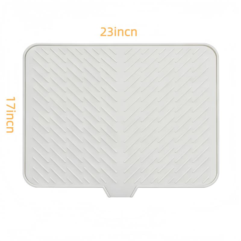 Silicone Large Size Dish Drying Mat with Built-in Drain Lip Dish Drainer Mats for Kitchen Counter Easy-Clean High Temperature Resistance