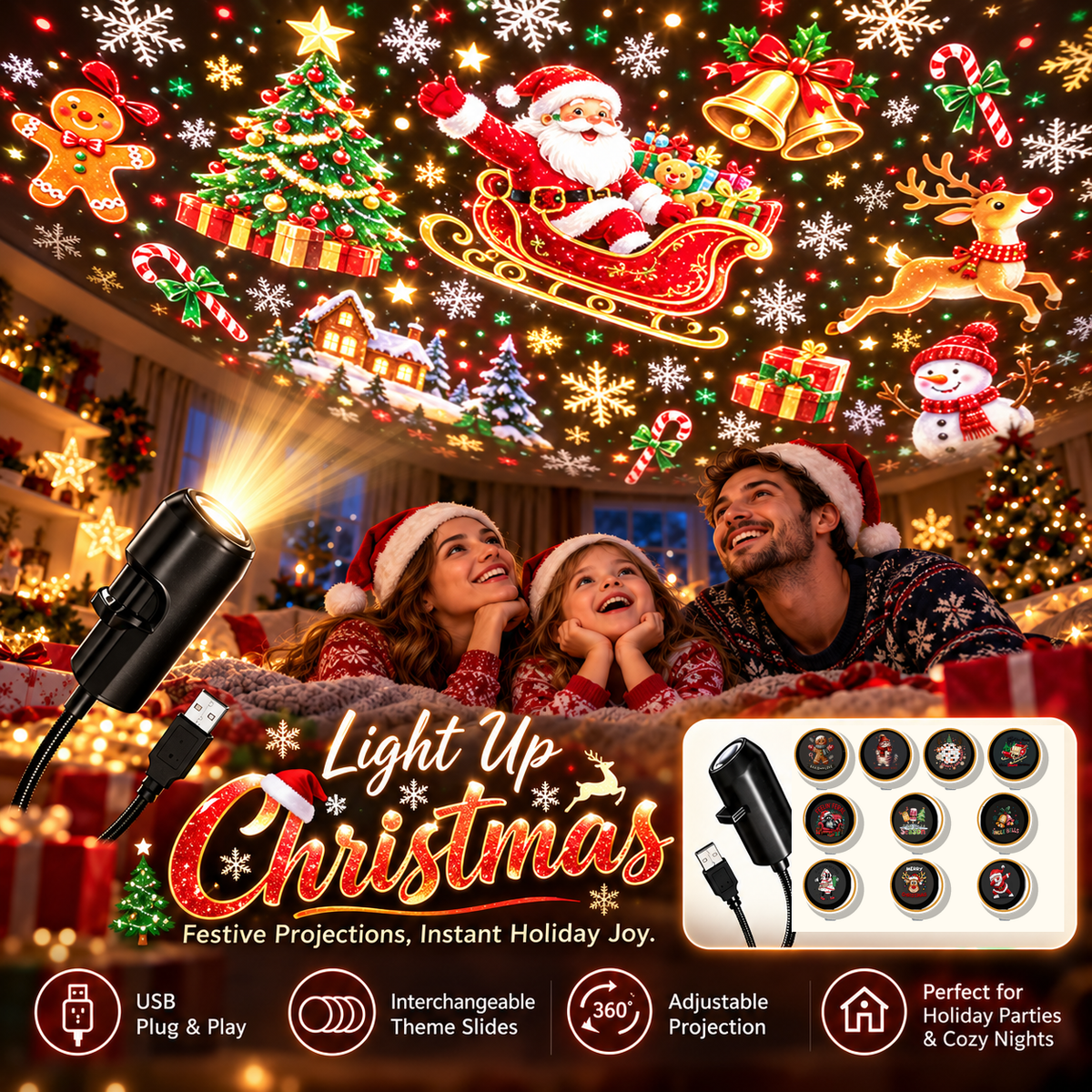 Plug‑and‑Play HD Holiday Projector, Multi‑Scene Projection Light for Christmas, Halloween & Faith‑Themed Decor 2026