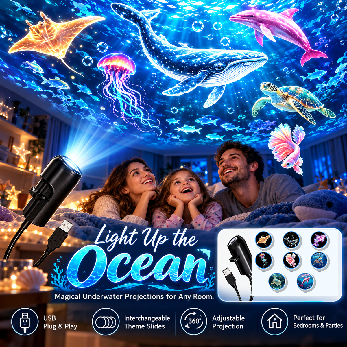 Plug‑and‑Play HD Holiday Projector, Multi‑Scene Projection Light for Christmas, Halloween & Faith‑Themed Decor 2026