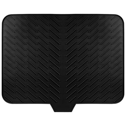 Silicone Large Size Dish Drying Mat with Built-in Drain Lip Dish Drainer Mats for Kitchen Counter Easy-Clean High Temperature Resistance